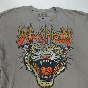 Def Leppard Band Graphic Crew Neck T Shirt Adult Mens Size Large L Gray Yellow